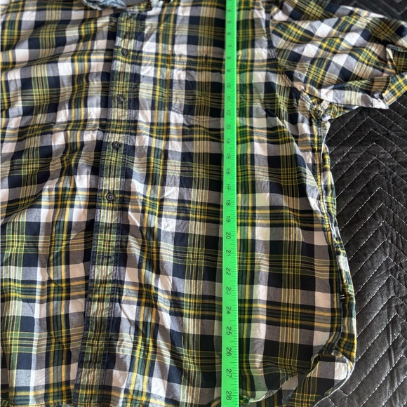 Nautica Men’s Short Sleeve Button Down Shirt. XXL. Navy/yellow/green plaid. - Picture 5 of 5